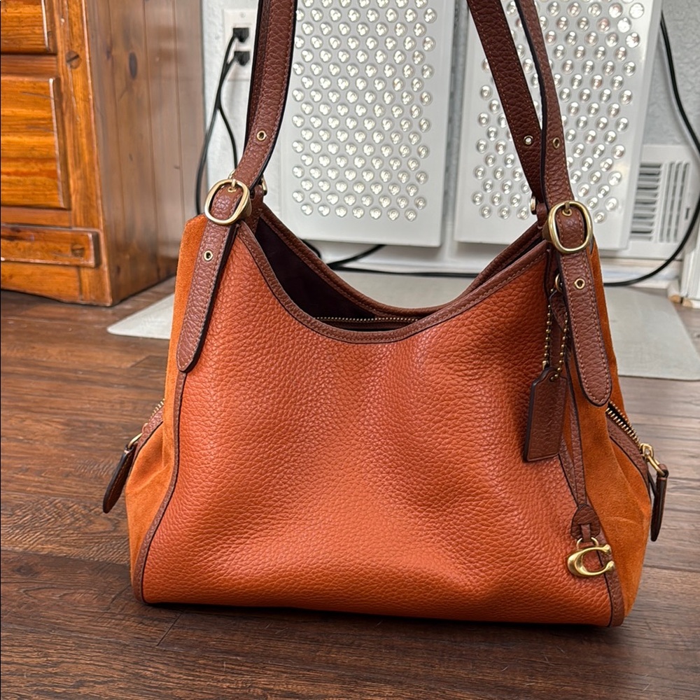 Coach Chestnut Suede & Leather Shoulder Bag